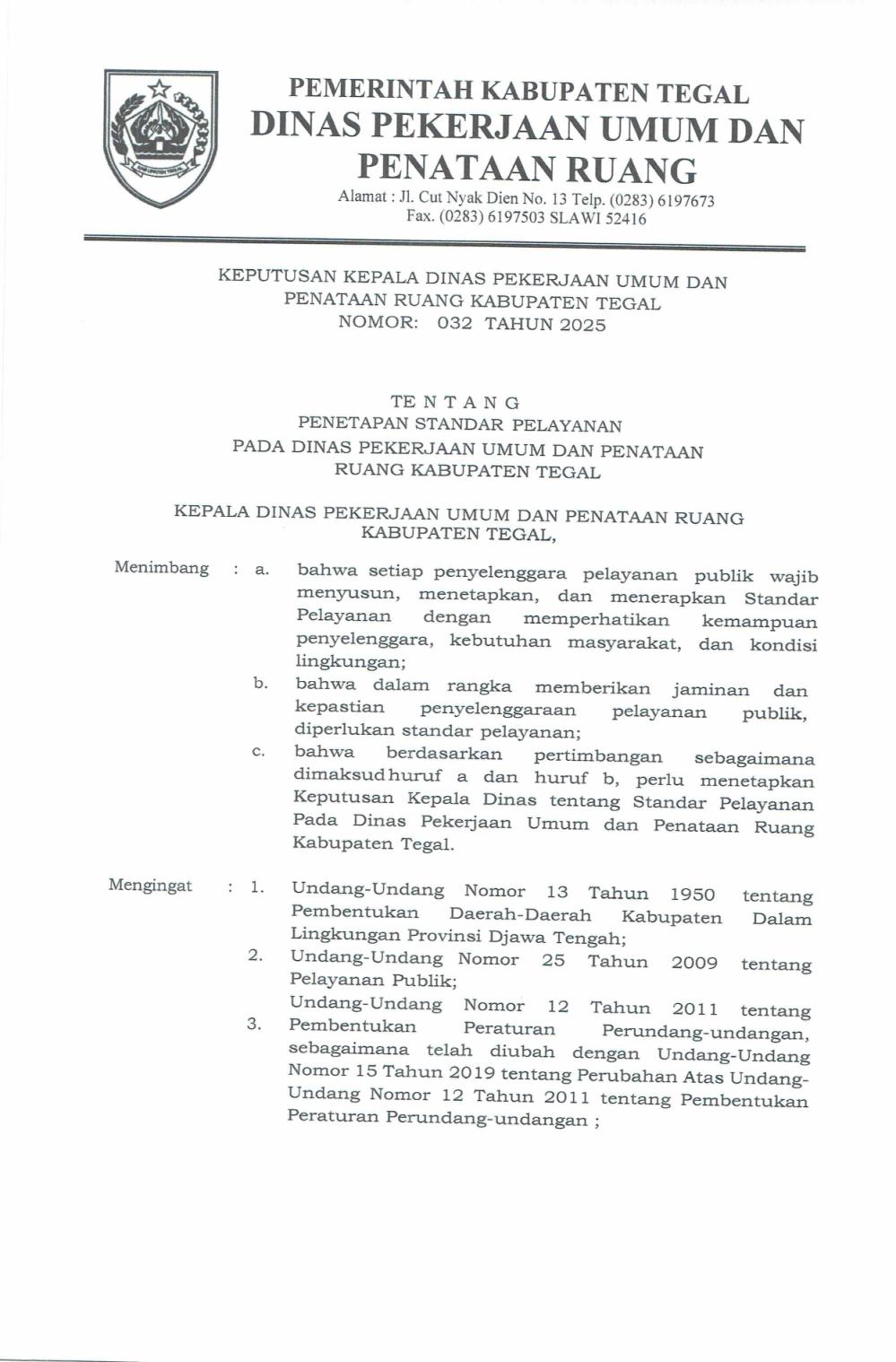 Penetapan Standar Pelayanan