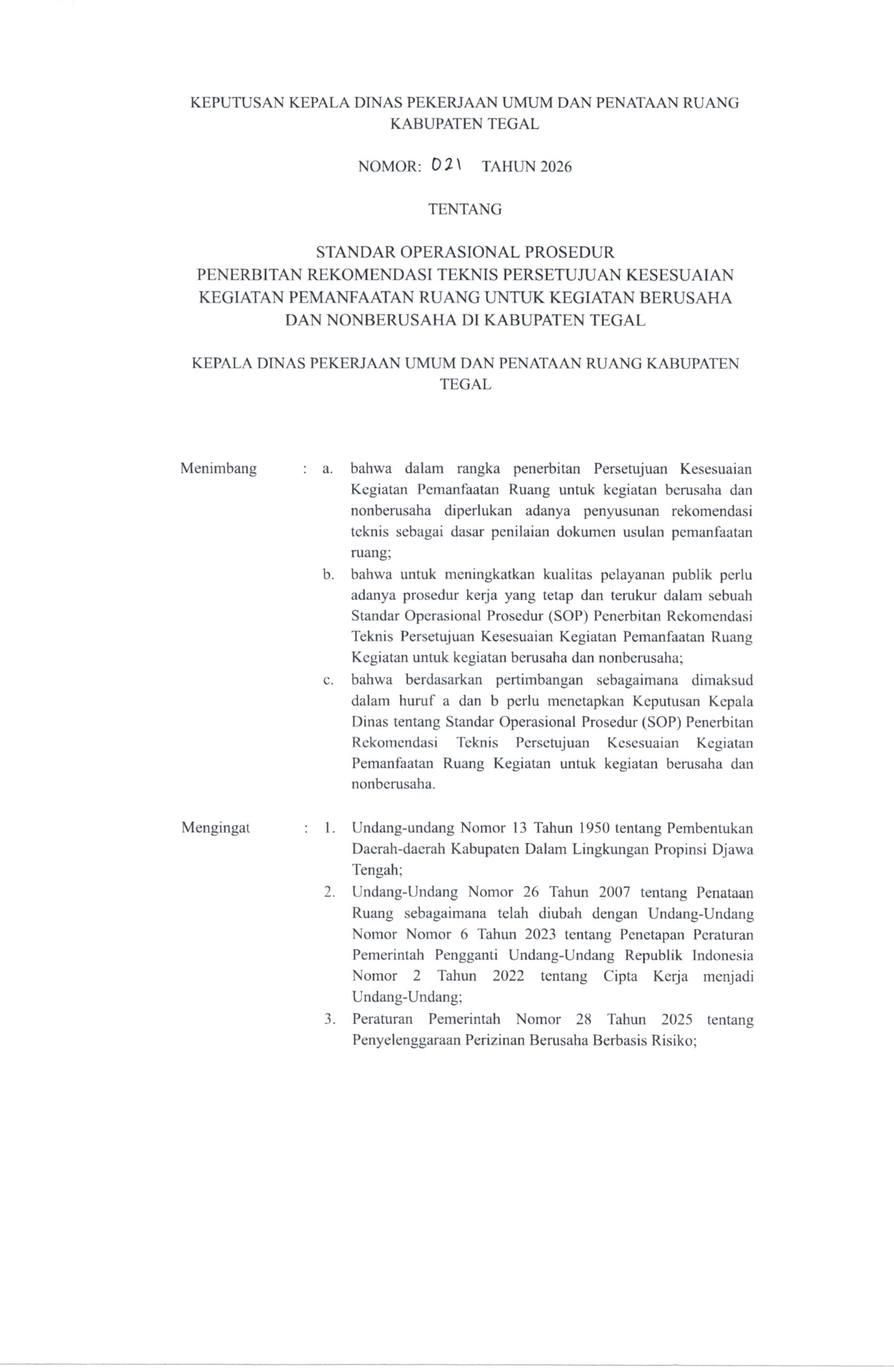 Penerbitan Rekomendasi Teknis
